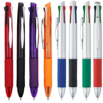 Customized Promotional Four Color Pen with Metal Clip and Logo
