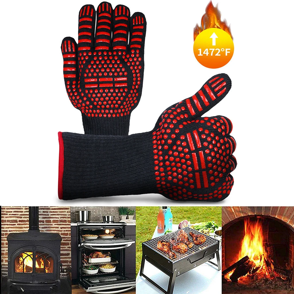 100% Food Grade Heat Resistant BBQ Grill Cooking Silicone Safety Oven Glove