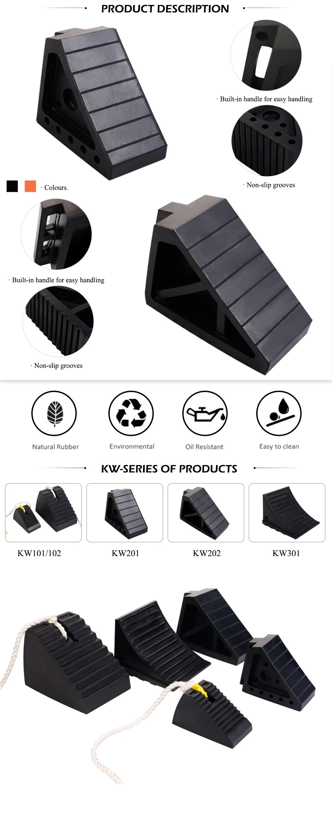 High Quality Solid Heavy Duty Wedge Stopper Rubber Wheel Chock for Trailer/Car/Truck