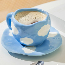 Hand-Painted Flower Ceramic Coffee Cup and Gift Set