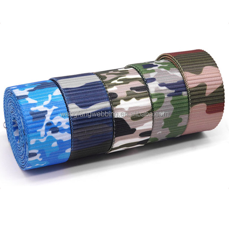 3.8cm polyester camouflage webbing printing heat transfer military webbing nylon webbing belts accessories can be customized