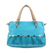 women fashion handbag tote bag contrast color matching PU material