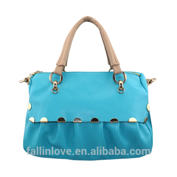 women fashion handbag tote bag contrast color matching PU material