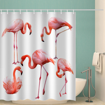 Flamingo Waterproof Shower Curtain Animal Bird Bathroom Decor