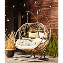 Modern Garden Patio Poolside Wicker Double Hanging Egg Chair