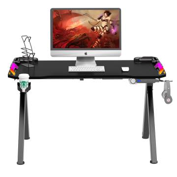 2025 New Design Computer Black Gaming Desk Free Sample Home PC Gaming Table