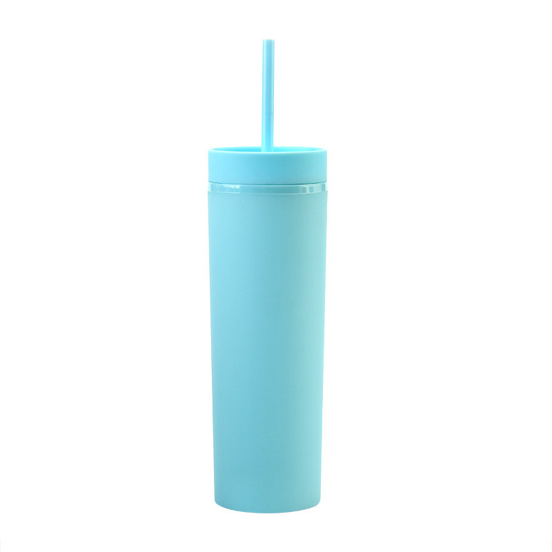 16oz Double Wall Plastic Tumblers Matte Pastel Colored Acrylic Tumblers with Lids and Straws