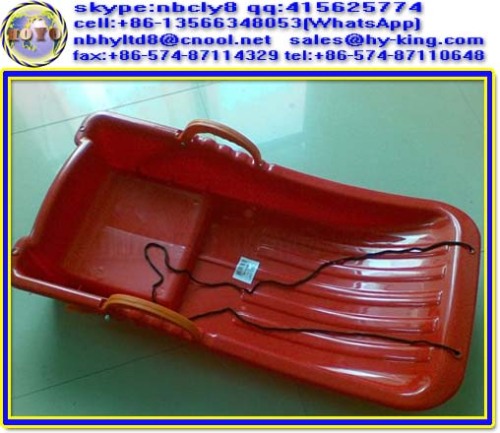 Red snow sled with brake / snow sledge board / plastic snow sledge snow glider