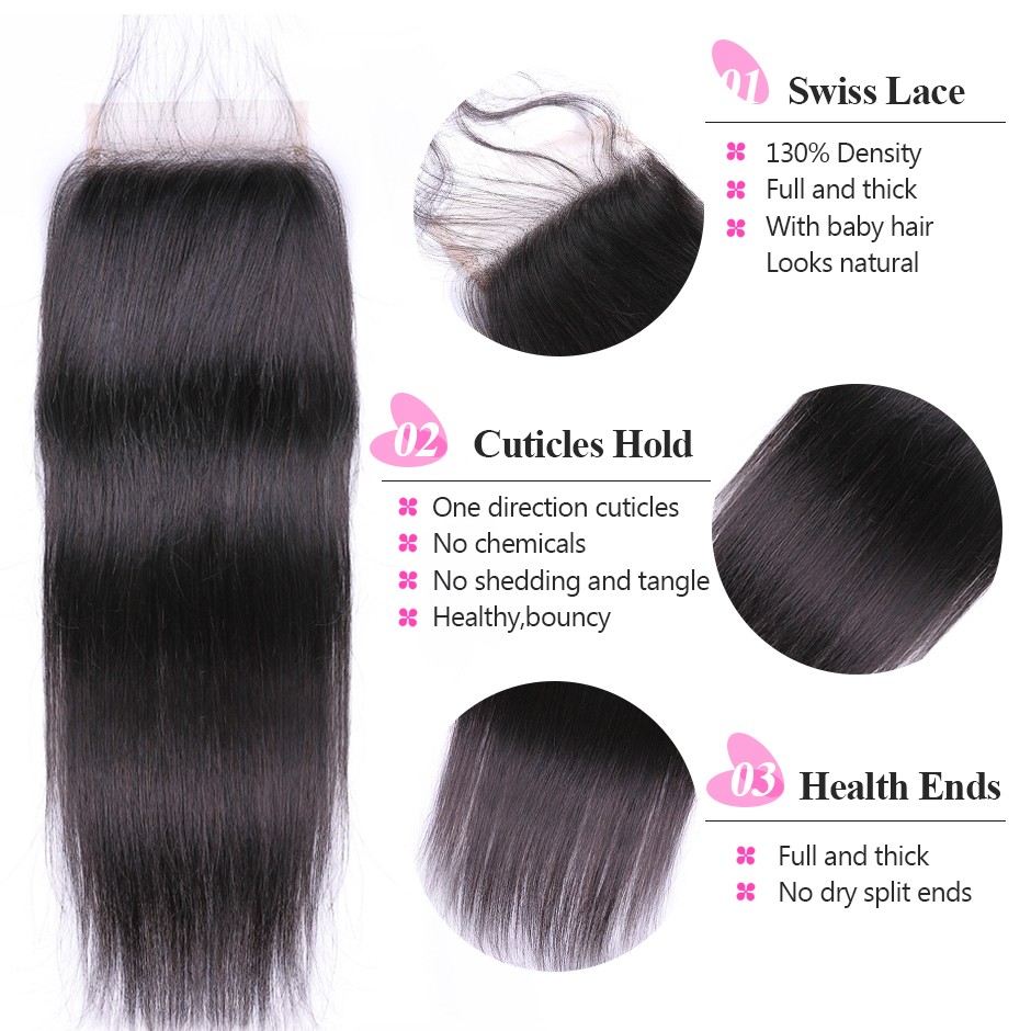 Wholesale Cheap Price Natural Color 4x4 swiss Virgin Brazilian Remy Hair Lace Closure