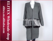 Wholesale in stock V-neck cardigan woolen sweater designs for ladies