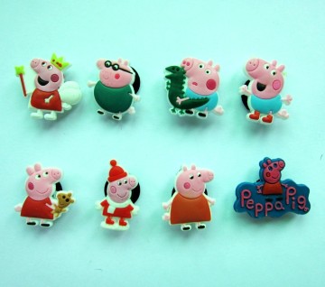 FREE SHIPPING 8 PCS Peppa Pig SHOE CHARMS FIT JIBBITZ