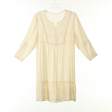 Tunic Tops Emb Recycled Solid Viscose Blouse