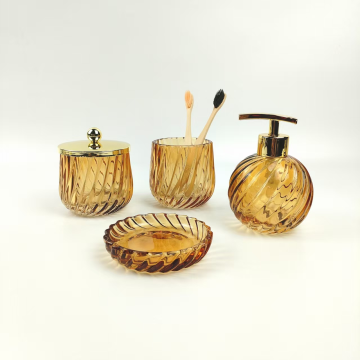 Customized Amber Swirl Glass Bathroom Set