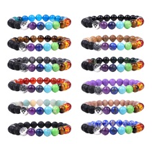 Gemstone 8MM Beads Bracelet 7 Chakra Reiki Healing Energy Bracelets Gemstone Stretch Bracelets
