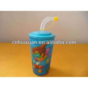 3D Lenticular Plastic Big Kid Straw Cup