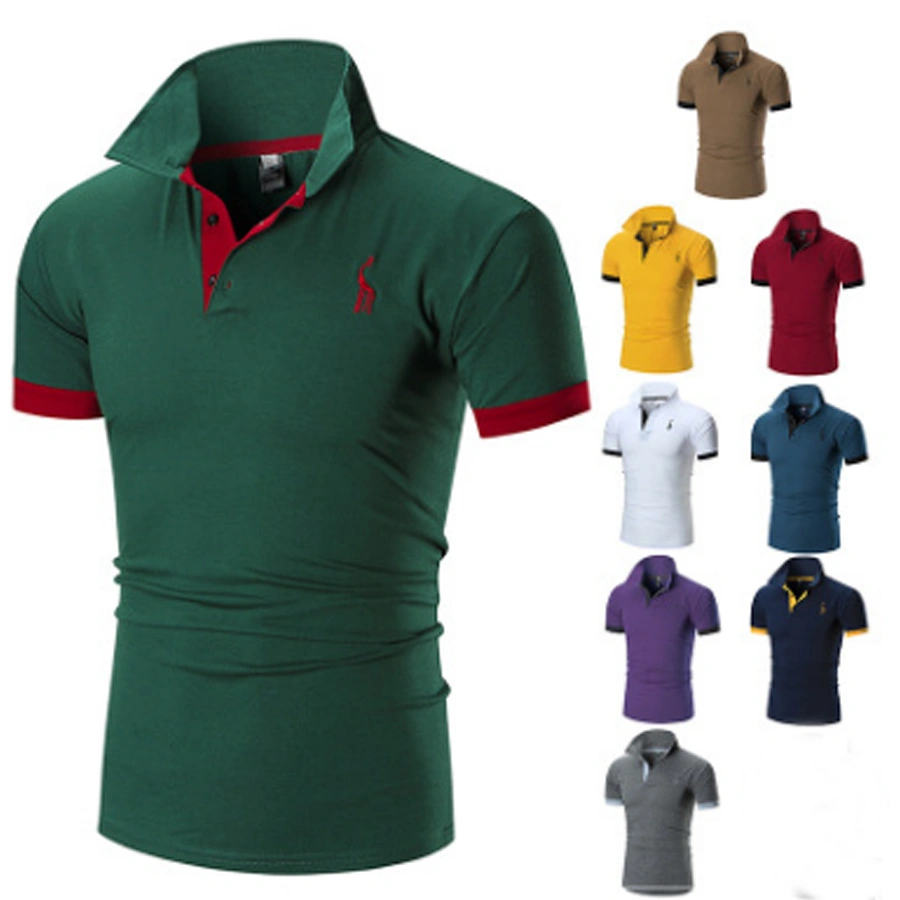 Men's Short Sleeve Polo Shirts Giraffe Contrasting Colors Golf Tennis T-Shirt