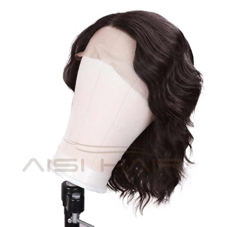 Aisi Hair 100% Human Hair Short Wavy Color 4# Bob Swiss Lace Wigs Body Wave Brazilian Human Hair Lace Front Wigs For Black Women