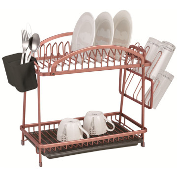 Rose Gold Dish Rack with Removable Drainer