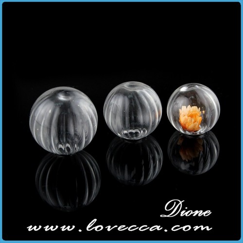 Pumpkin shape howllow Glass ball for making jewelry , decorative clear glass cover