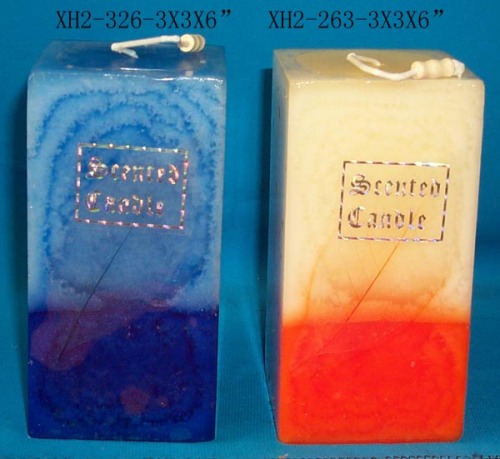 Rectangular double color craft candle