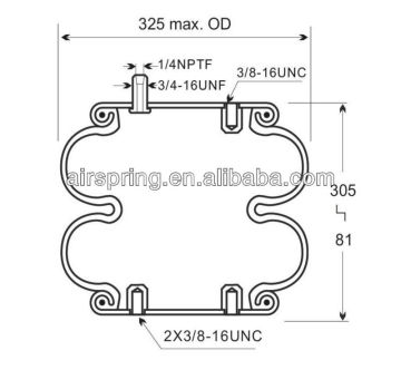Double convoluted air spring firestone W01-358-7404