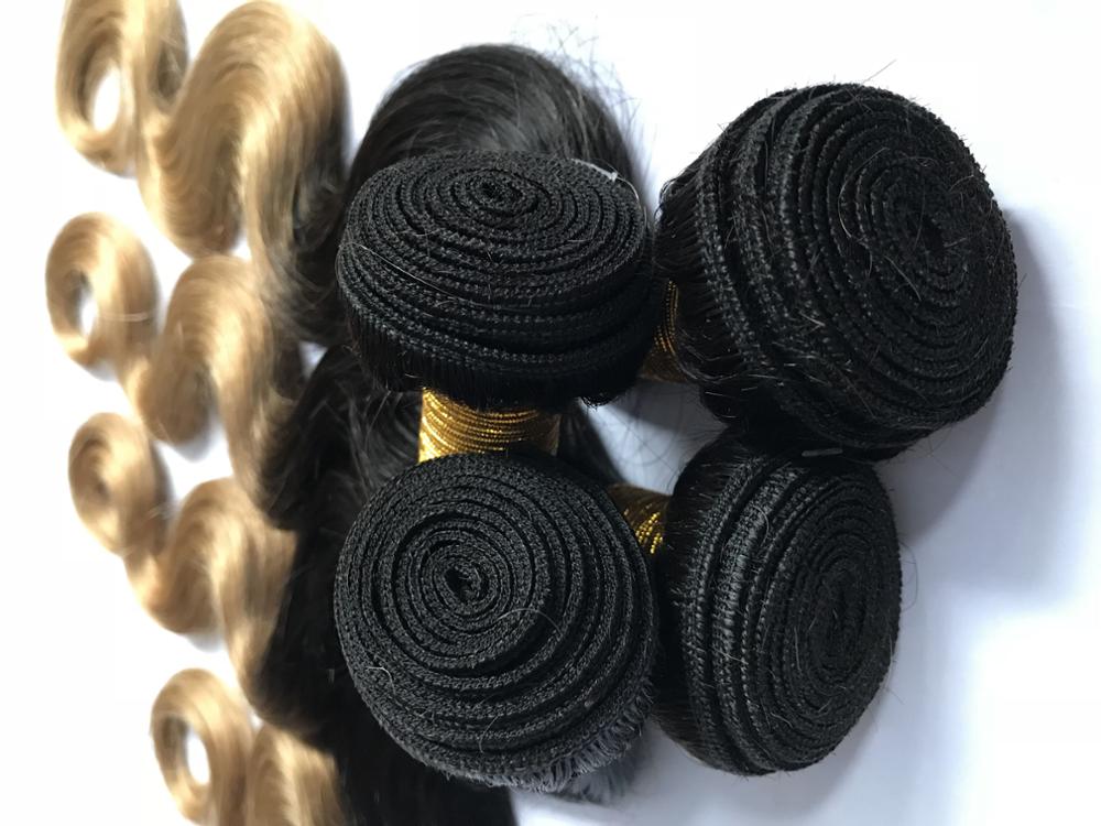 two tone color human hair extensions blonde hair virgin brazilian ombre blonde hair