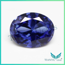 European machine cutting oval cut 33# synthetic corundum blue sapphire stone