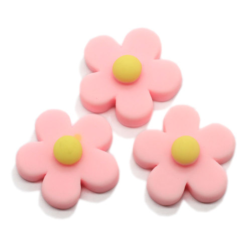 Cartoon Resin Flatback Flower Cabochon Craft Cute Petal With Round Ball Pisitl Charms Embellishment Diy Hairpin Ornament Making