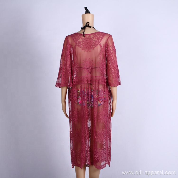 embroidered sun-proof clothing cover up crochet dress beach