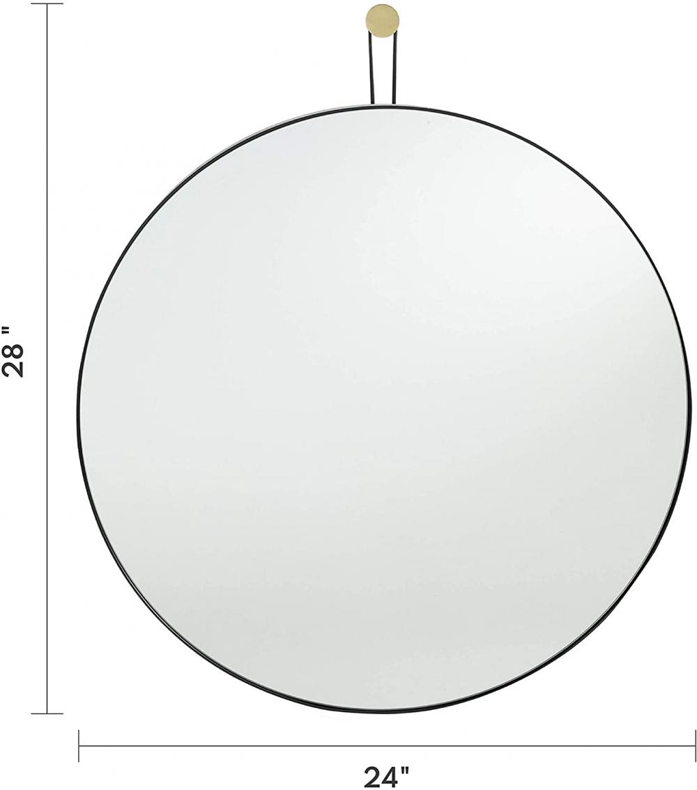 Cirkulär spegel 24 tum metall inramad vägg monterad