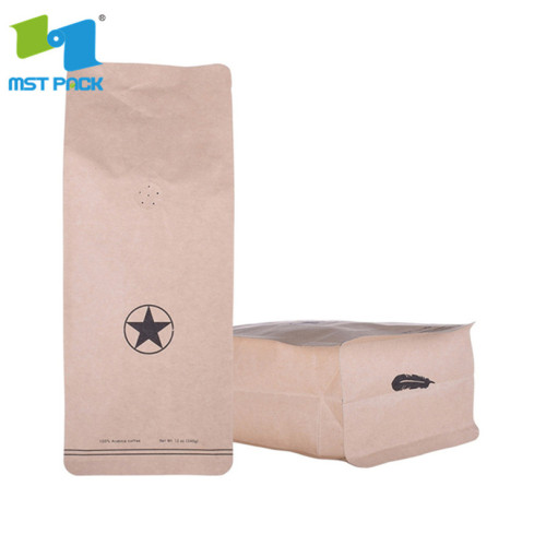 Estampa quente de papel kraft branco forrado bolsa stand up