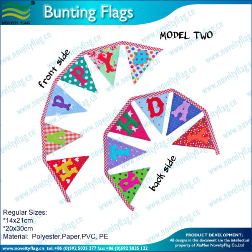 Happy Birthday Cotton Fabric String Flags (A-NF11F06029)