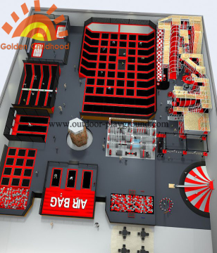 Sky Zone Red Large Size Trampoline Playground