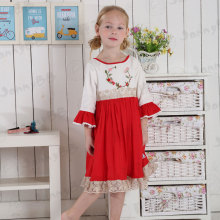 kids embroidered ruffle Christmas dress