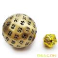 Bescon Solid Metal 100 Sided Dice, Game Dice D100,Giant Polyhedral Metal 100 Sides Dice 50MM in Diameter (1.97in), Ancient Brass