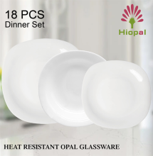 Sustainable Square Opal Glassware 18 PCS Dinner Sets