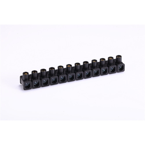 Black terminal strip of polypropylene