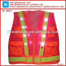 reflective LED vest with Mesh , mesh LED vest with LED 16 lights,safety LED vest with Pockets