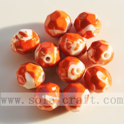 Painted Faceted Solid Diamond Round Beads Mix Colors