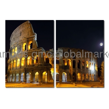 Dark Night Round Old House Painting