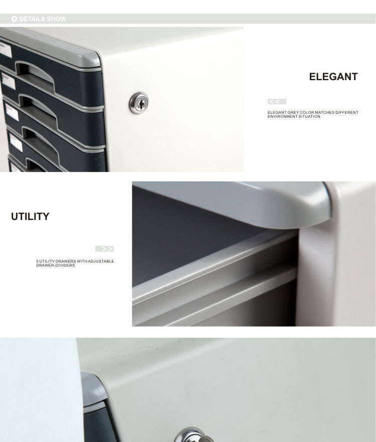 Metal Material and Office Furniture Type 5 drawer Metal Material