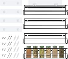 Wall-Mount Spice Racks and Hanging Shelf Organizer Set of 4