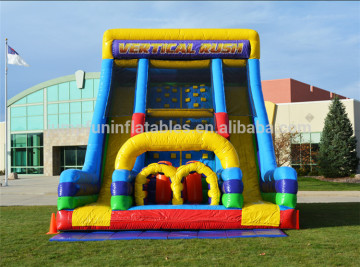 vertical rush inflatable slide adults climbing wall and Dry slide combo games
