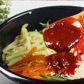 Korean rice noodles creamy in turkey noodle sauce