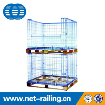 Foldable warehosue steel stacking storage metal mesh pallet cage