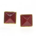 Carnelian Craved Pyramid Stone Stud Earrings