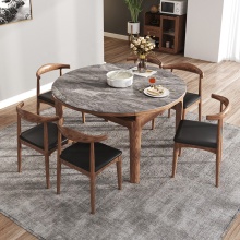 Rock Tabletop Foldable Round Wooden Expandable Dining Table