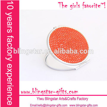 red beaded rhinestone compact mirror