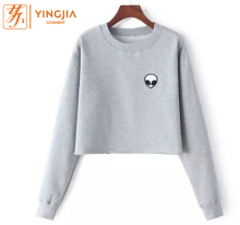 Women Thickened Alien Print Long Sleeve Sweatshirts Tops