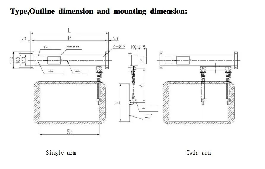 Marine Horizontal Type Electric Window Wiper